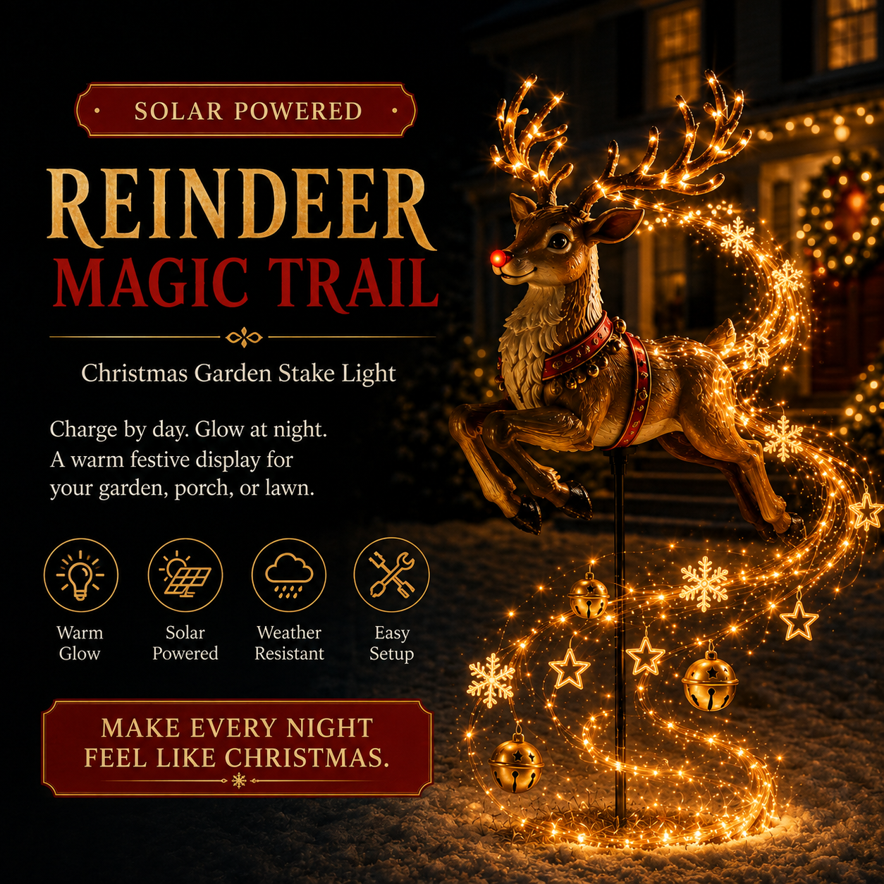 🎖️✨ Nutcracker Magic Drum Cascade Solar Christmas Garden Light