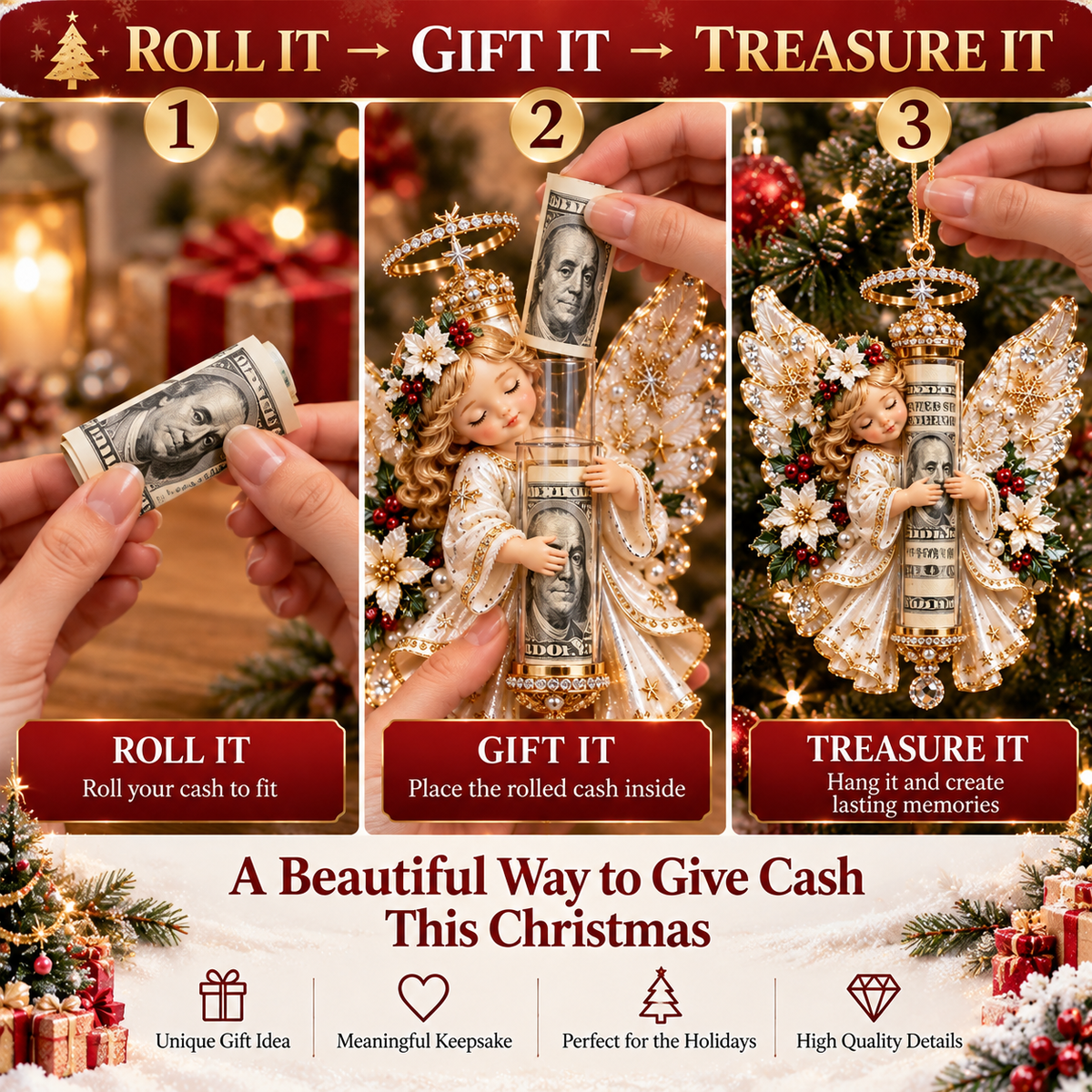 👼Christmas Angel Cash Holder Ornament