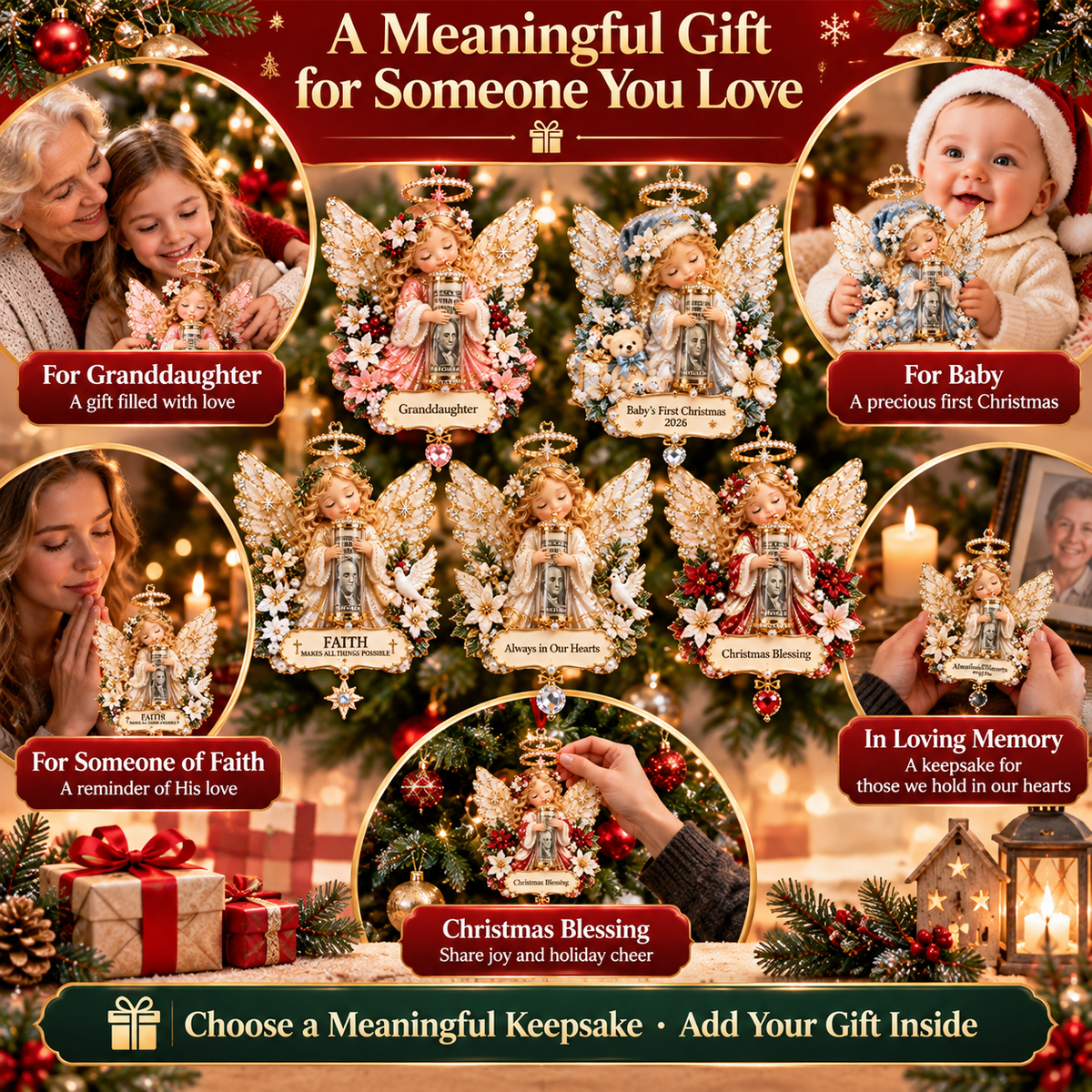 Angel cash holder Christmas morning gift