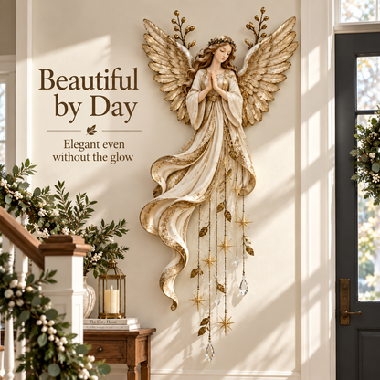 👼Guardian Angel Starfall Cascade™ – Lighted Faith & Blessing Christmas Wall Decor✨
