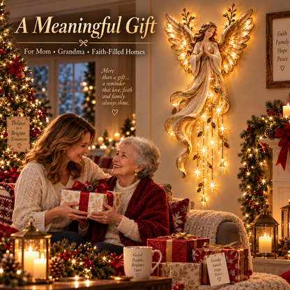 👼Guardian Angel Starfall Cascade™ – Lighted Faith & Blessing Christmas Wall Decor✨