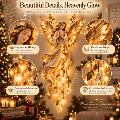 👼Guardian Angel Starfall Cascade™ – Lighted Faith & Blessing Christmas Wall Decor✨