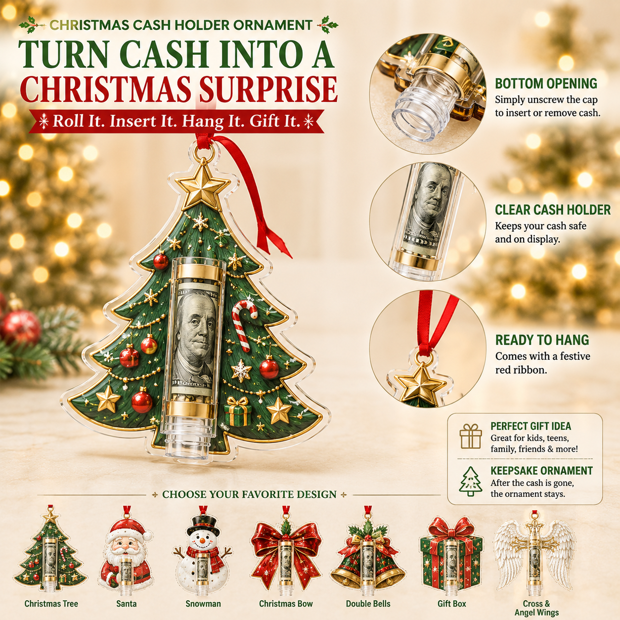 🎁💵 Christmas Cash Holder Ornament — Turn Cash Into a Christmas Surprise