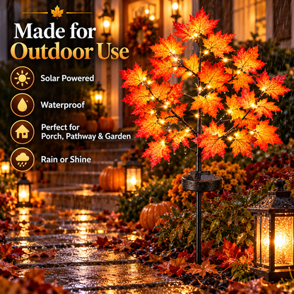 Solar Maple Leaf & Pumpkin Tree Lights – Fall Yard Decor 🍁🎃