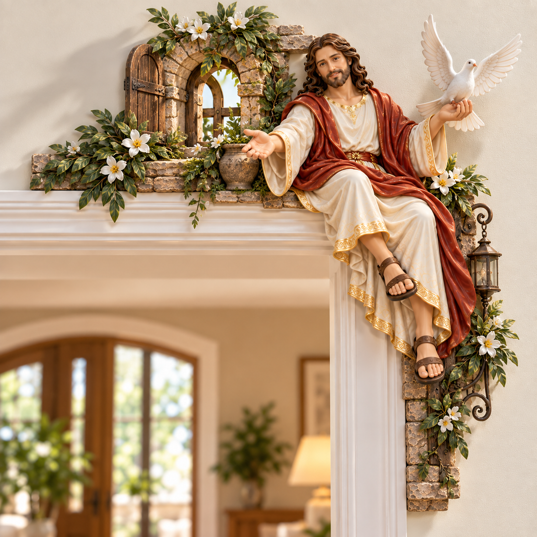 Jesus at the Doorway detailed faith scene