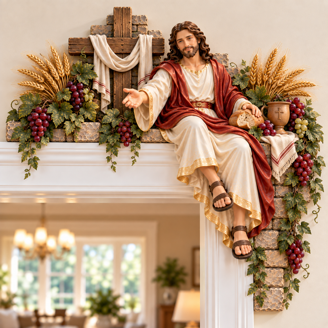 Jesus doorway corner decor displayed in home interior