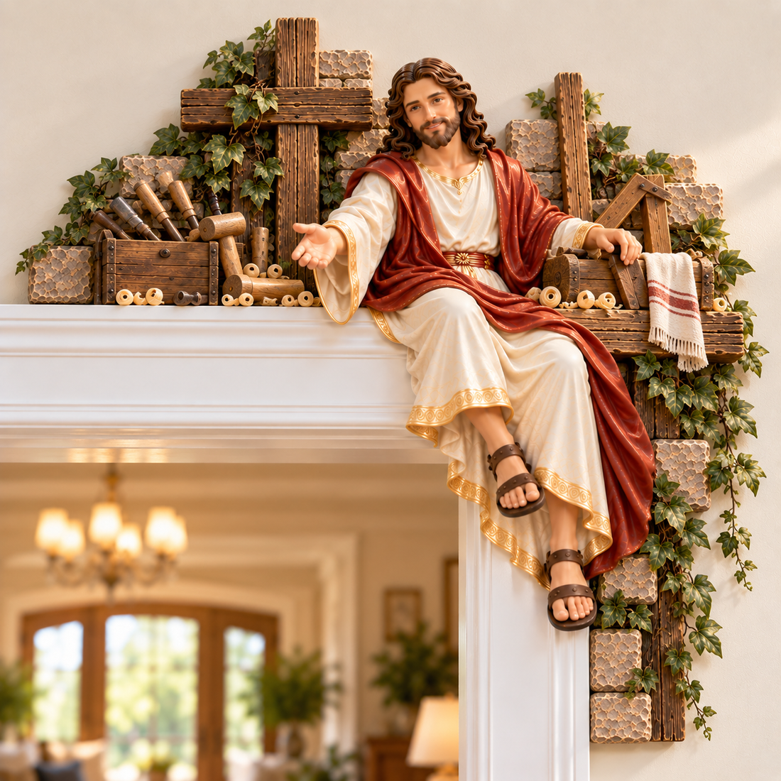 Jesus doorway corner decoration displayed on door frame