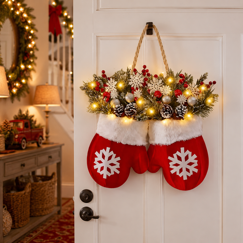🎅 Flashing Christmas Glove Wreath · Create a warm and cosy Christmas atmosphere❄️✨