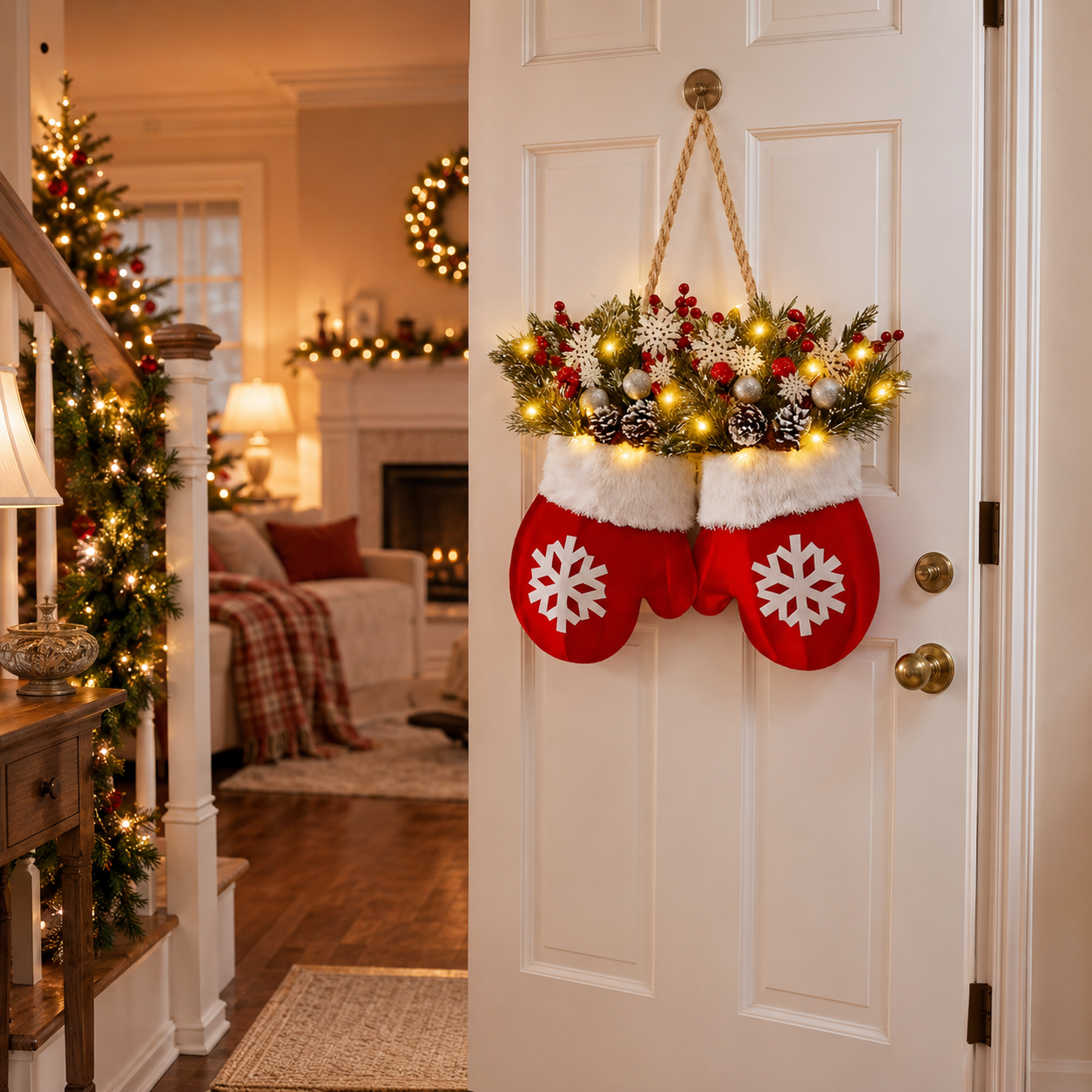 🎅 Flashing Christmas Glove Wreath · Create a warm and cosy Christmas atmosphere❄️✨