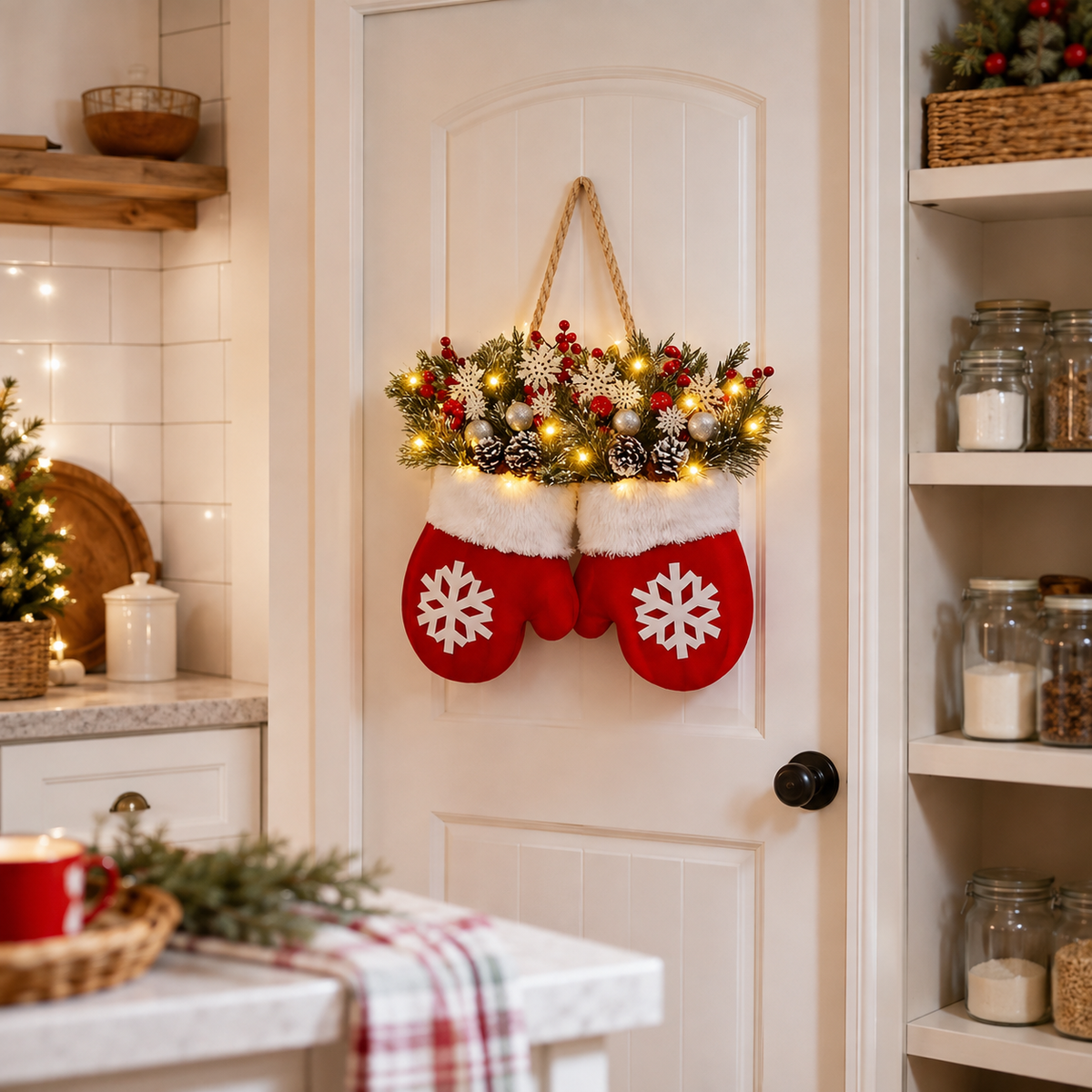 🎅 Flashing Christmas Glove Wreath · Create a warm and cosy Christmas atmosphere❄️✨