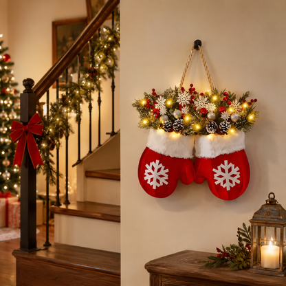 🎅 Flashing Christmas Glove Wreath · Create a warm and cosy Christmas atmosphere❄️✨