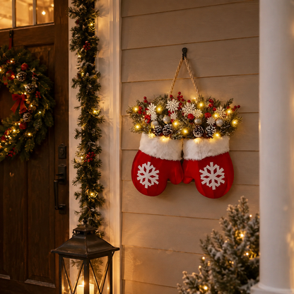 🎅 Flashing Christmas Glove Wreath · Create a warm and cosy Christmas atmosphere❄️✨