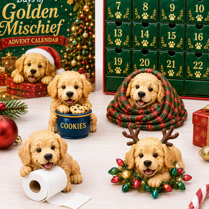 🎄 24 Days of Golden Mischief Advent Calendar – 24 Unique Golden Retriever Collectibles