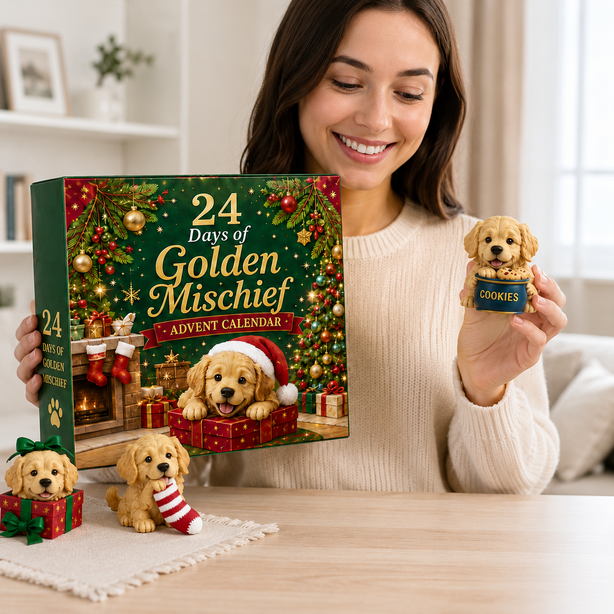 Golden Retriever collectible held in hand
