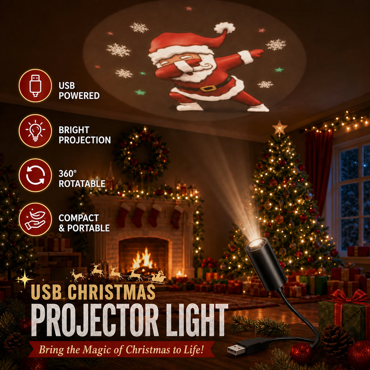 ✨HD Christmas Projector – 6 or 10 Festive Scenes(📦Buy 3 Free Shipping)