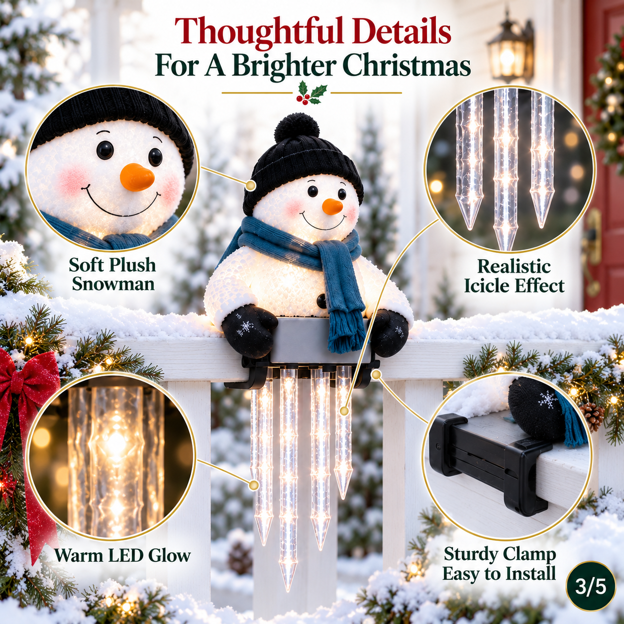 WinterGlow Snowman Plastic Rice-Grain Material details