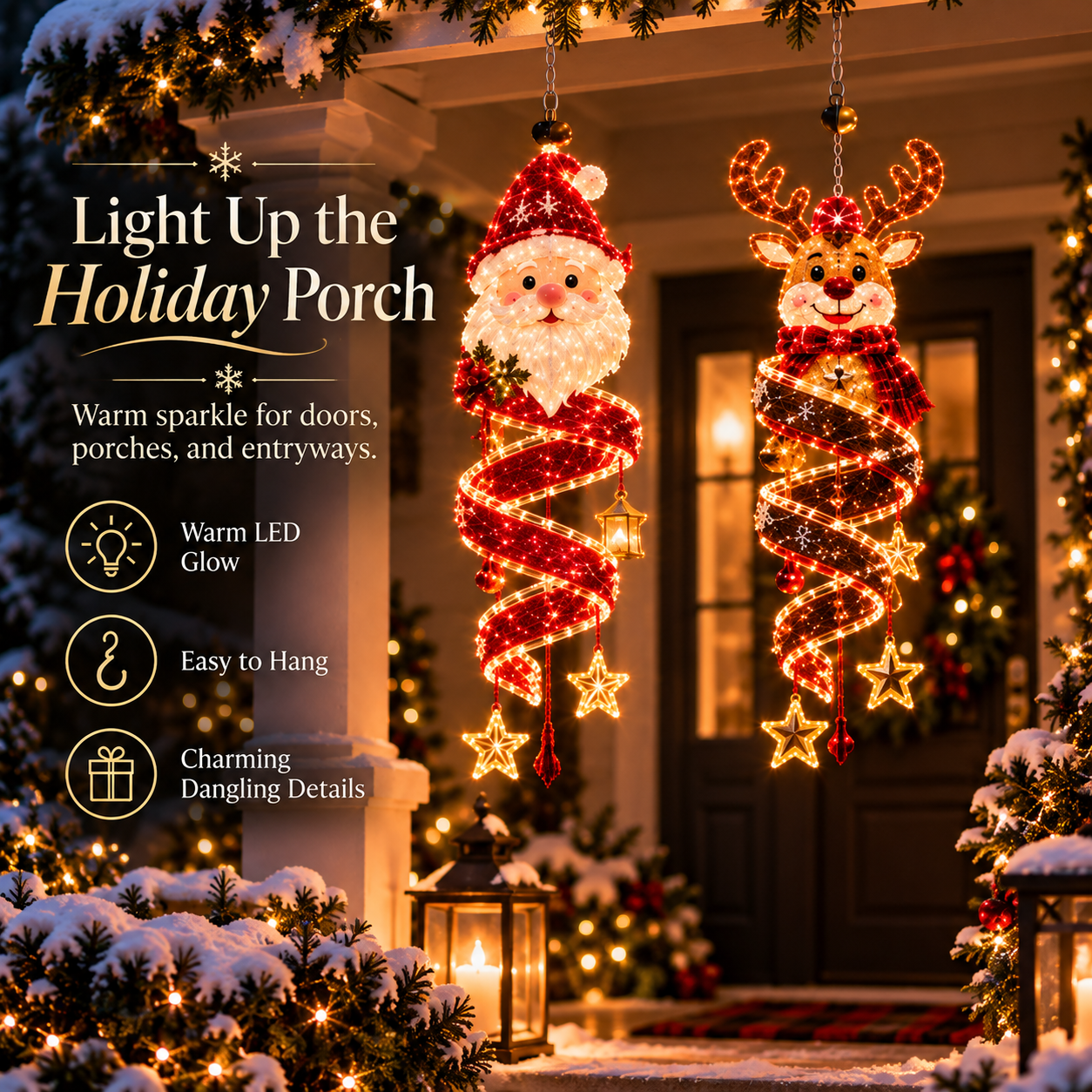 🎄 Christmas Magic Spiral™ Hanging LED Light Collection – 9 Festive Designs ✨