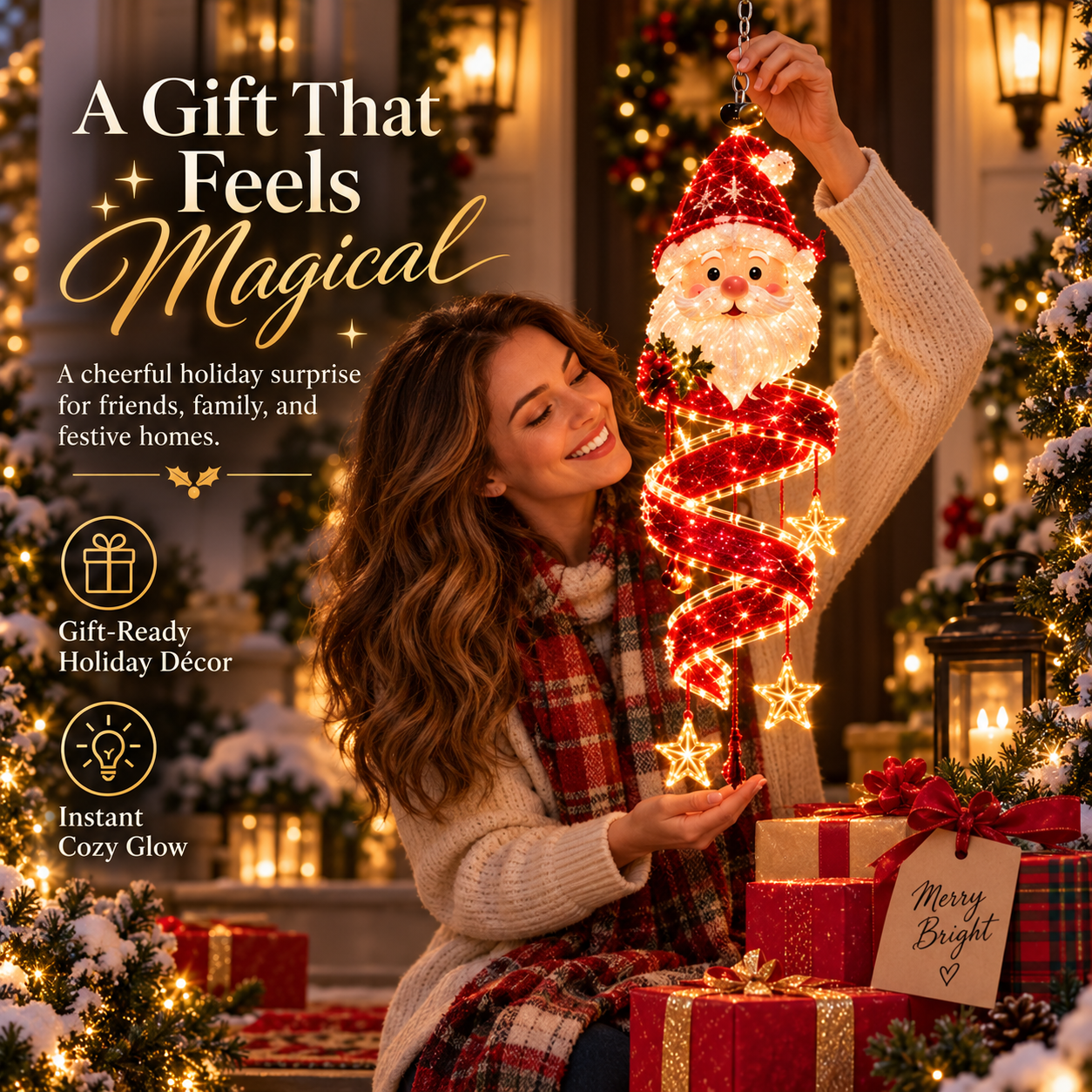 🎄 Christmas Magic Spiral™ Hanging LED Light Collection – 9 Festive Designs ✨