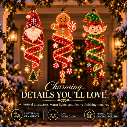🎄 Christmas Magic Spiral™ Hanging LED Light Collection – 9 Festive Designs ✨
