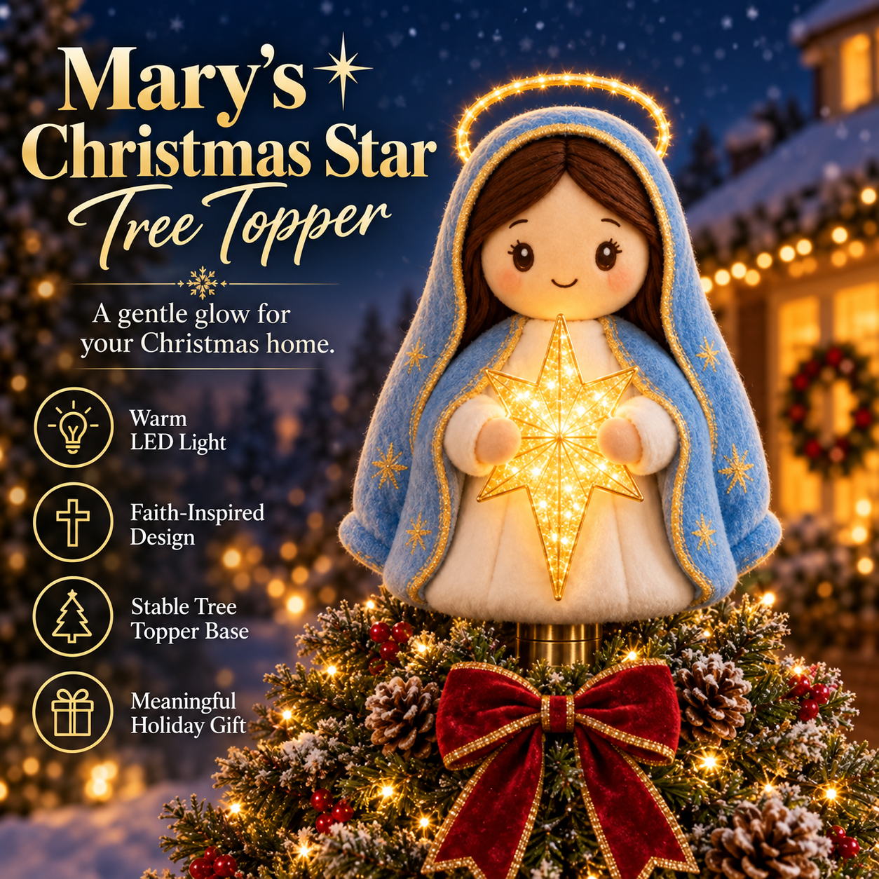 ⏳ Last Day 49% OFF – ✝️ Christian Christmas Tree Topper | Cute Jesus Blessing & Mary Grace Designs for Faith-Filled Trees, Family Traditions & Meaningful Holiday Décor 🎄