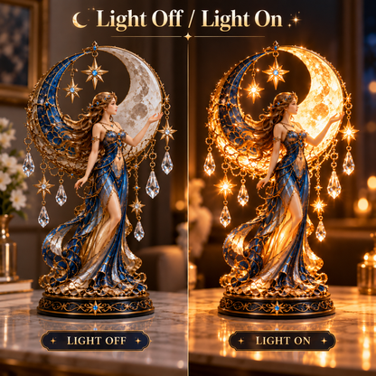 ✨ Moon Goddess Glow™ – Magical Crescent Moon & Crystal Table Lamp