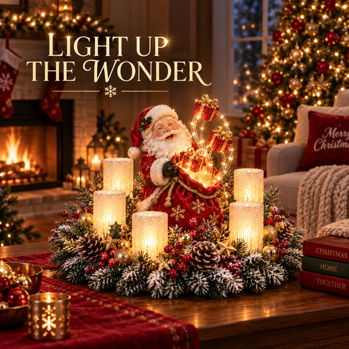 🎄 Glowing Christmas Centerpiece with Warm Flameless Candlelight ✨🕯️