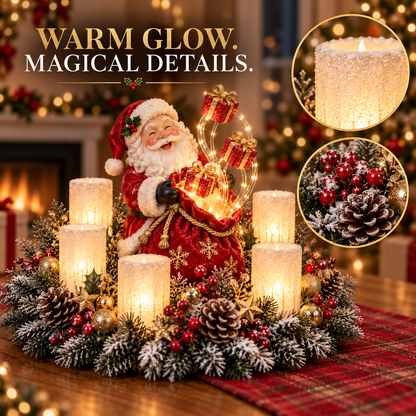 🎄 Glowing Christmas Centerpiece with Warm Flameless Candlelight ✨🕯️