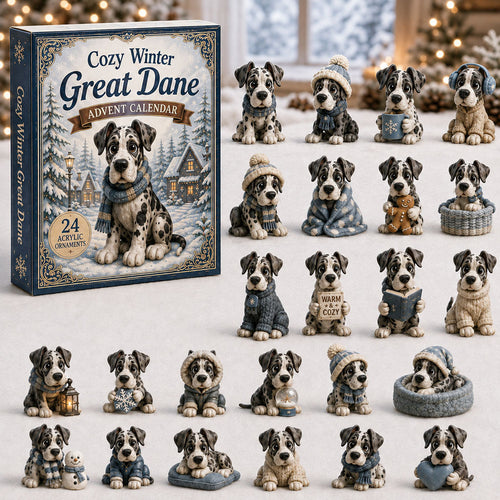 🐶❄️Cozy Winter Great Dane Advent Calendar 2026 - 24-Day Festive Countdown, Acrylic Charms Blind Box - Gift For Great Dane Lovers