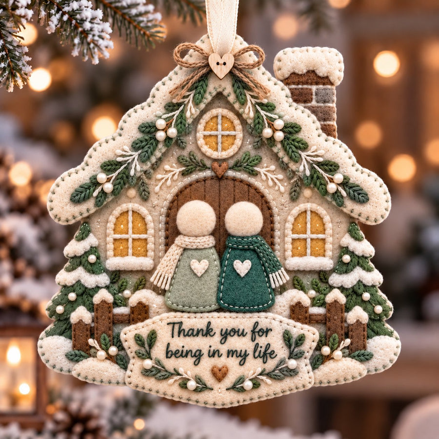 Home for Christmas felt ornament