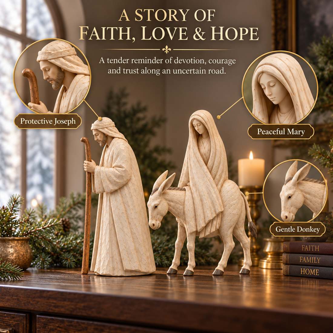 Two separate freestanding Bethlehem figurines