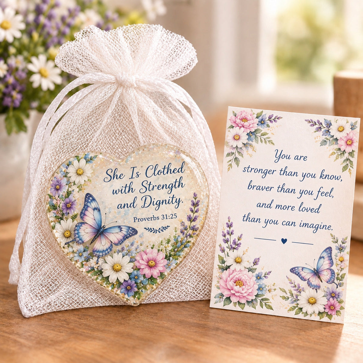 🔥Last Day 50% OFF- ✝️ Christian Faith Heart Keepsake with Prayer Card & Organza Bag