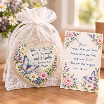 🔥Last Day 50% OFF- ✝️ Christian Faith Heart Keepsake with Prayer Card & Organza Bag