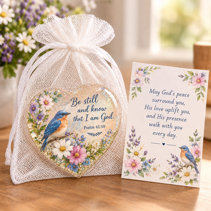 🔥Last Day 50% OFF- ✝️ Christian Faith Heart Keepsake with Prayer Card & Organza Bag