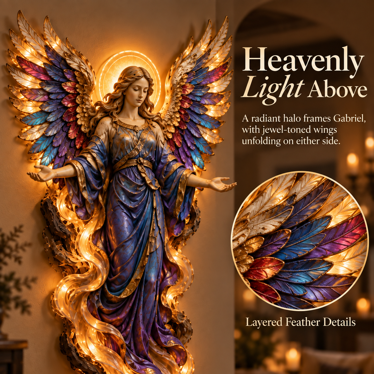 Gabriel colorful wings and halo details