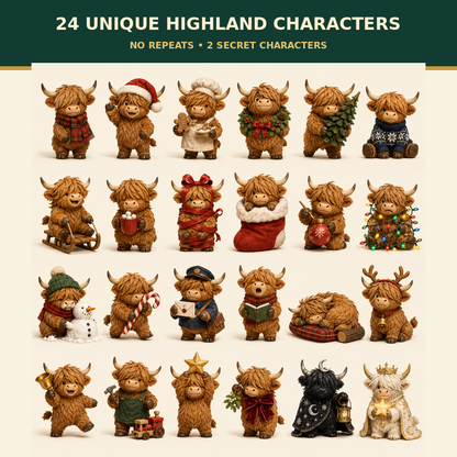 🎄 2026 Highland Cow Advent Calendar – 24 Days of Cozy Highland Mischief