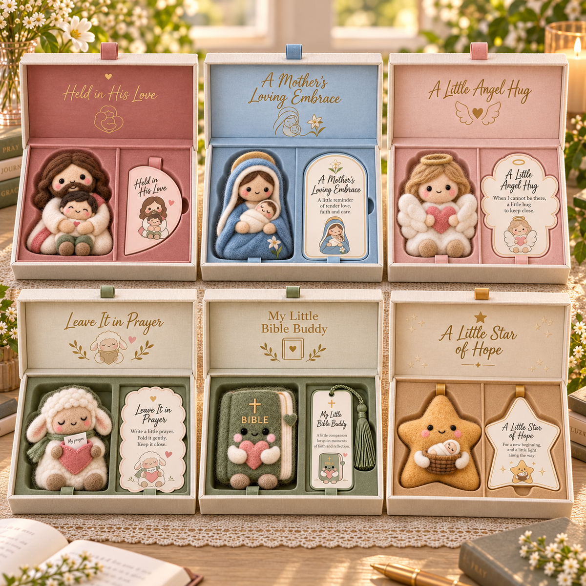 🔥😍Faith & Meaning | 6 Heartfelt Felt Keepsake Designs with Message Cards✝️