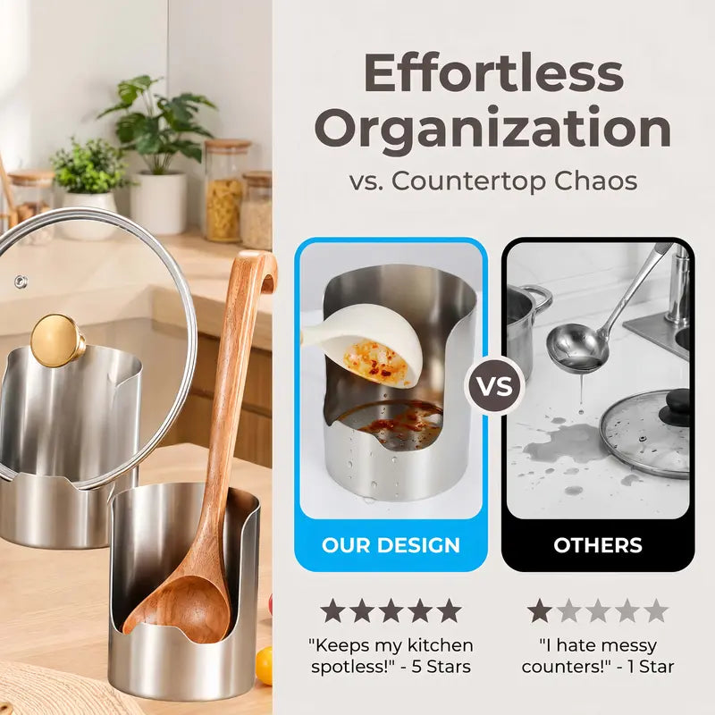 🍳 Stainless Steel Utensil & Lid Organizer