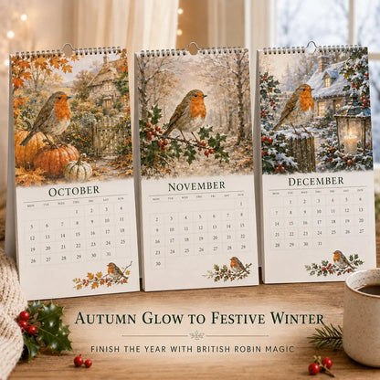 2027 Robin Seasons Calendar – Countryside Garden Bird Wall Calendar & Gift for Bird Lovers
