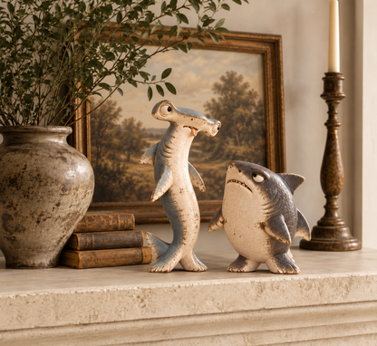 🦈😂 Chaos & Regret Shark Pair – Funny Desk Companion Duo for Best Friends
