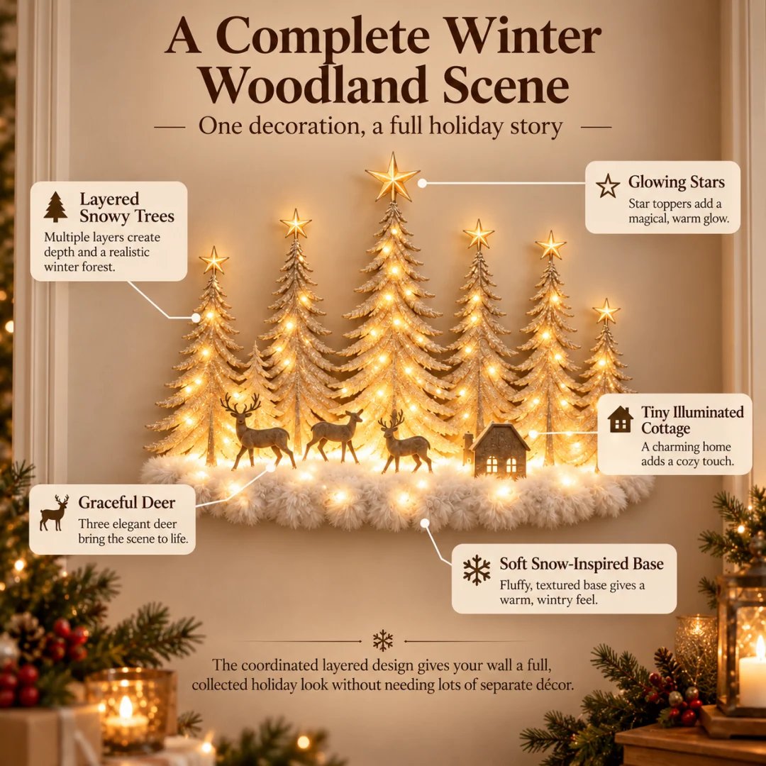 🌲✨ Winterglow Grove™ — Lighted Woodland Christmas Wall Decor