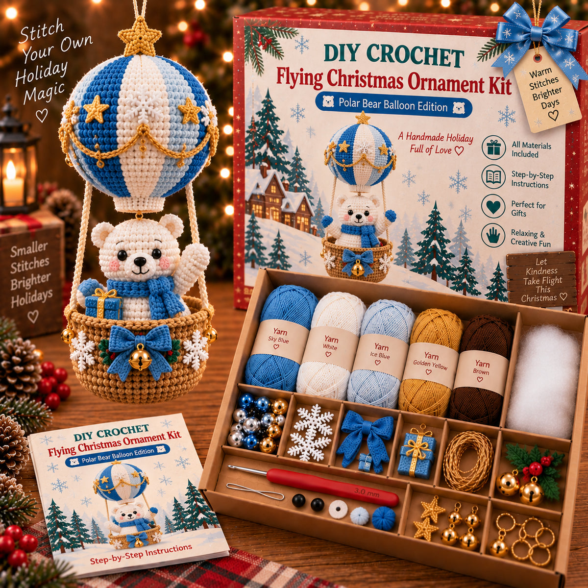 🎄✨ Christmas Skybound™ DIY Crochet Ornament Kit 🧶🎅 12 Flying Holiday Characters