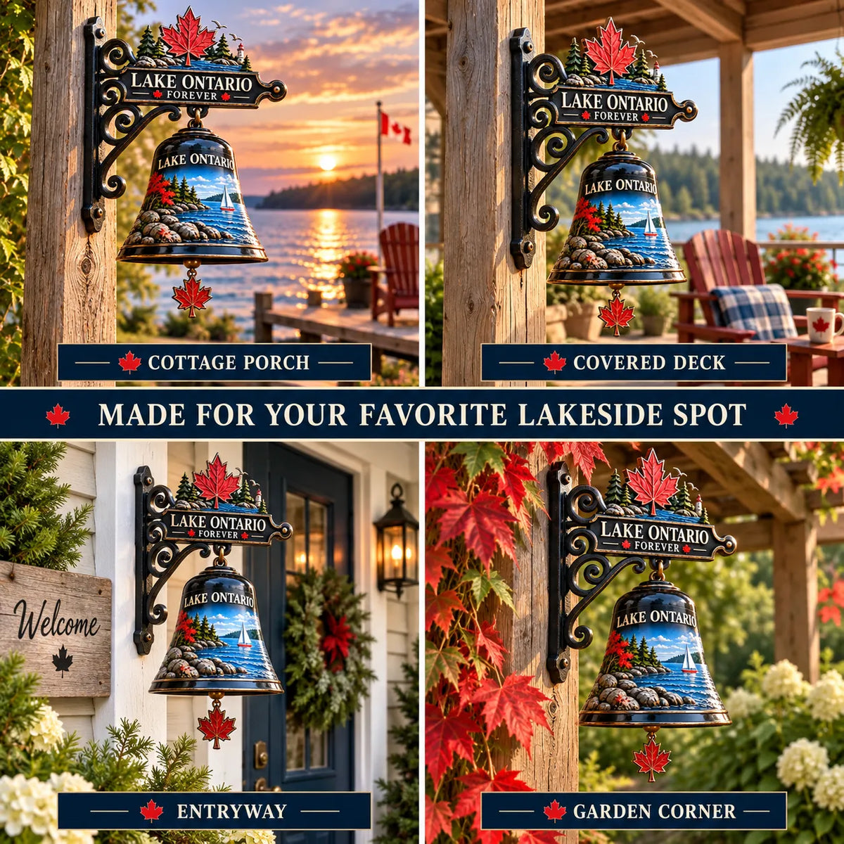 🍁 Lake Ontario Heritage Bell™ – Vintage Lakeside Hanging Chime 🔔