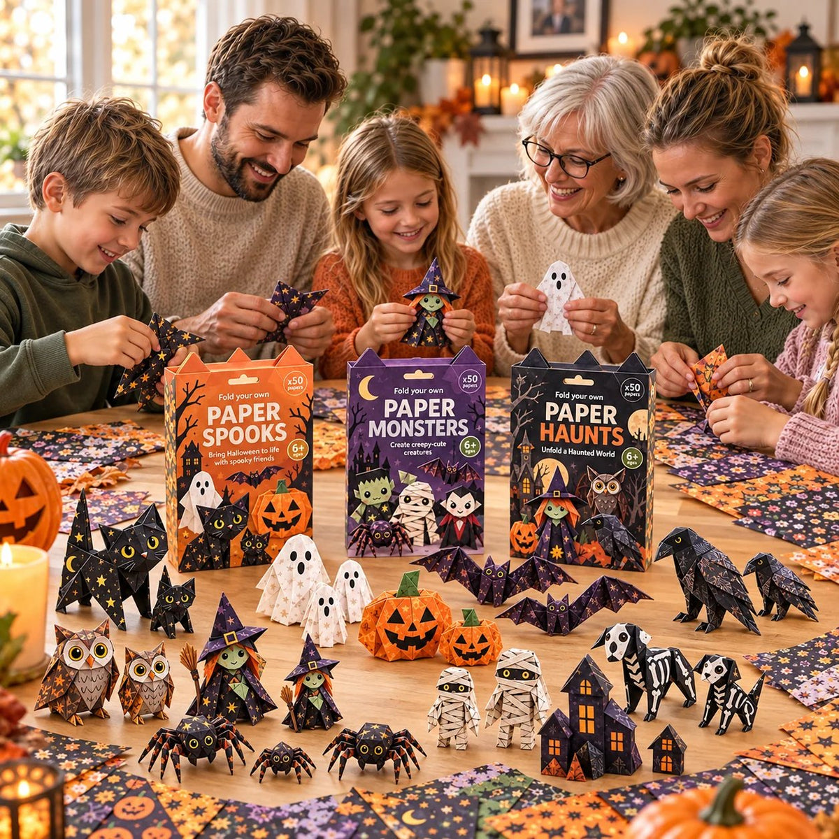 All three Halloween paper craft styles