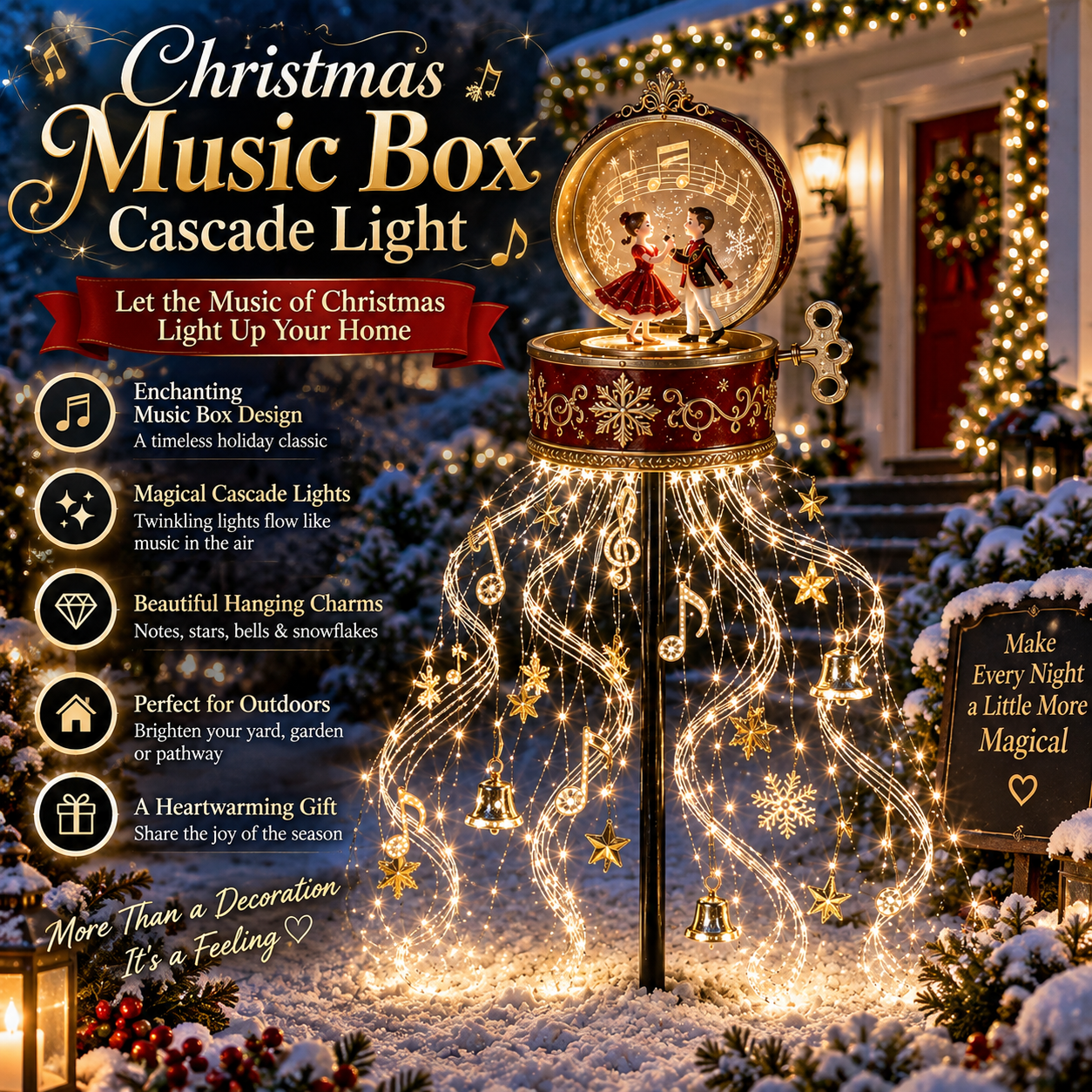 🎼✨ Enchanted Christmas Music Box Fountain Light 🎄🎶