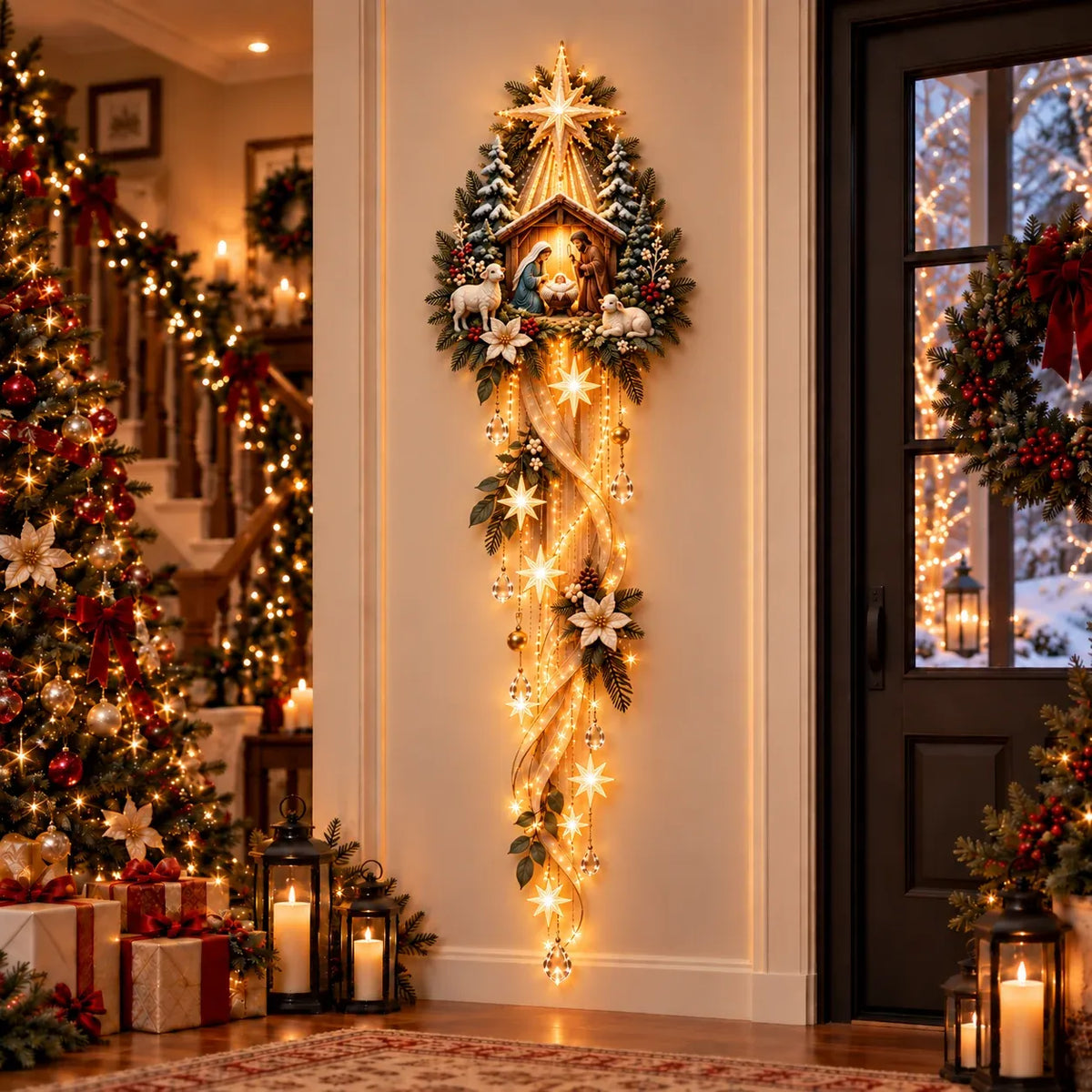 ⏳Buy 2 Get 20% OFF – ✝️ Nativity Starfall Wall Light | Warm Golden Bethlehem Glow for Christmas Walls & Faith-Filled Homes ⭐