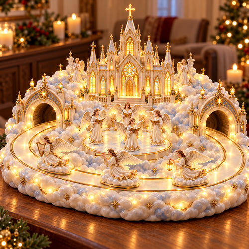 👼 Heavenly Choir — Lighted Angel Cathedral with Gliding Angels & Rotating Choir