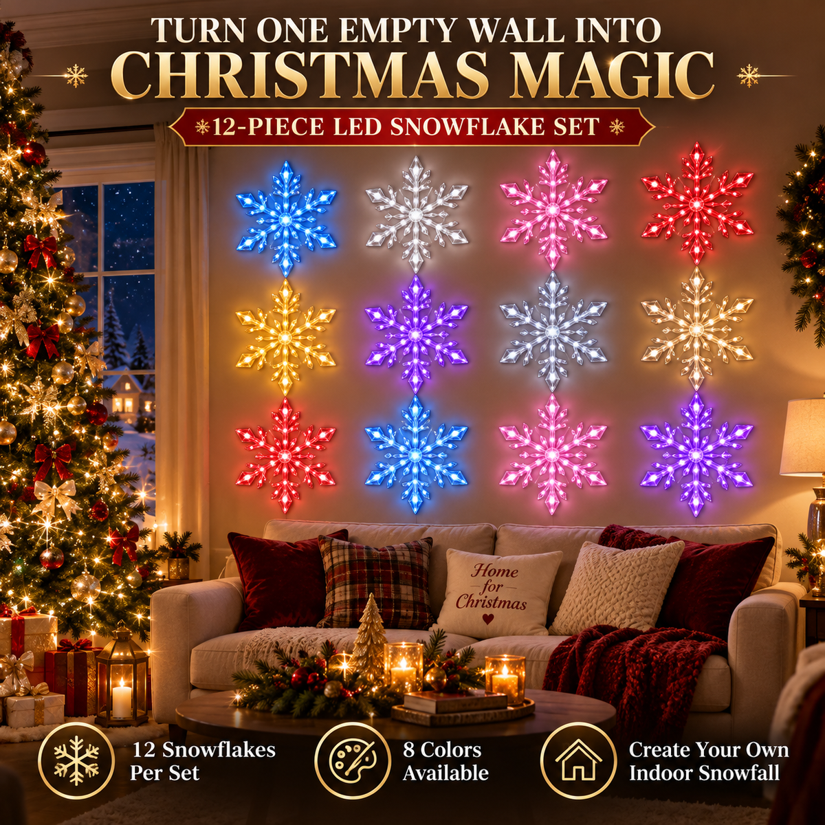 ❄️ Christmas Sale 49% OFF❄️ LED Snowflake Wall Light Set – Remote-Controlled Christmas Winter Decor