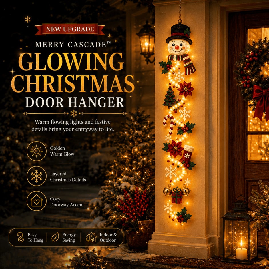 MerryCascade glowing Christmas door hanger