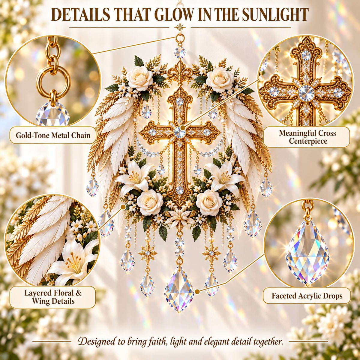 ✝️ Christian Crystal Suncatcher | 5 Faith-Inspired Window Designs with Cascading Rainbow Crystals ✨