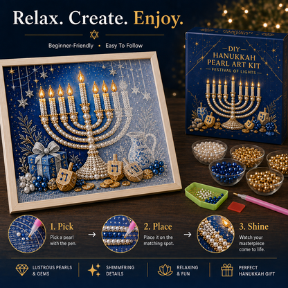 💙 DIY Hanukkah Pearl Art Kit | 8 Festive Designs🕎